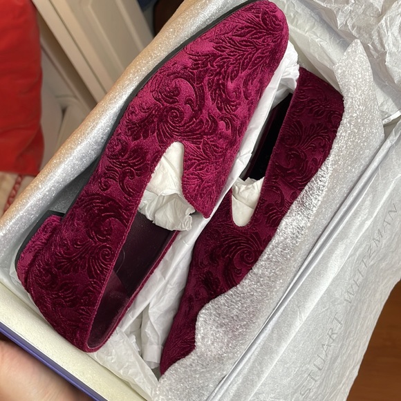 NWT Stuart Weitzman Arky velvet raspberry loafers - Picture 7 of 9